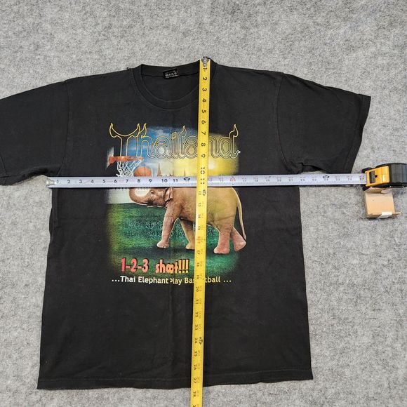 VTG Thailand Elephant Playing Basketball Mens L Large Animal Graphic T Shirt - Picture 8 of 11